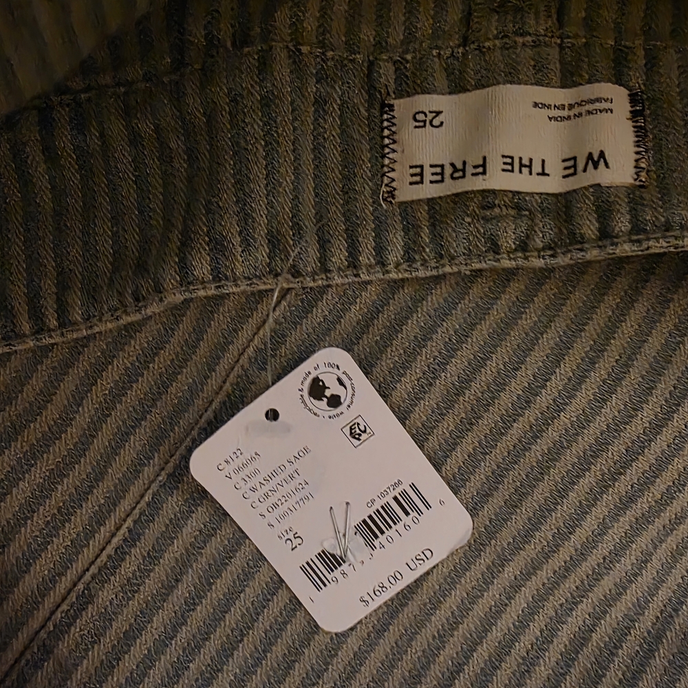 We The Free Smooth Sailing Stripped Pants. Striped Lace-Up Pants Washed Sage. - Picture 2 of 7